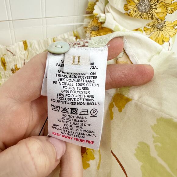The Vampire’s Wife Frill Killer Mini Dress Yellow White Liberty Print Cotton Med - Picture 12 of 13